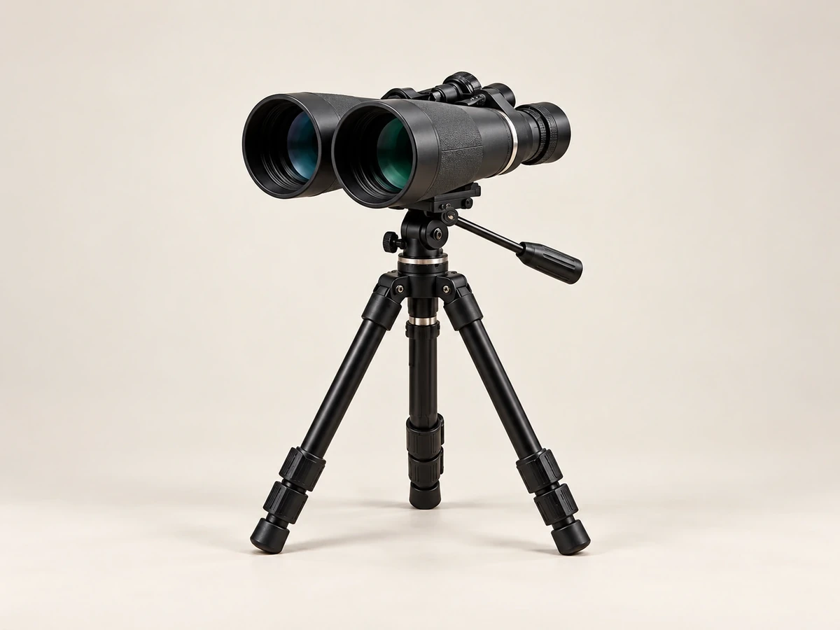 Astronomy binoculars mounted on tripod